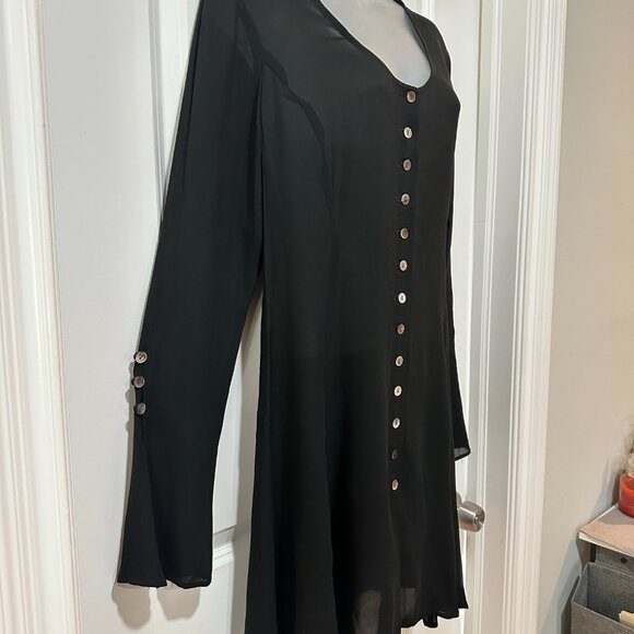 Vintage Mevisto Black Sheer Long Sleeve Dress, Size 8 - Picture 5 of 16